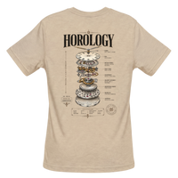 Horology short-sleeve crewneck graphic T-shirt in Natural featuring an exploded mechanical watch movement back graphic.